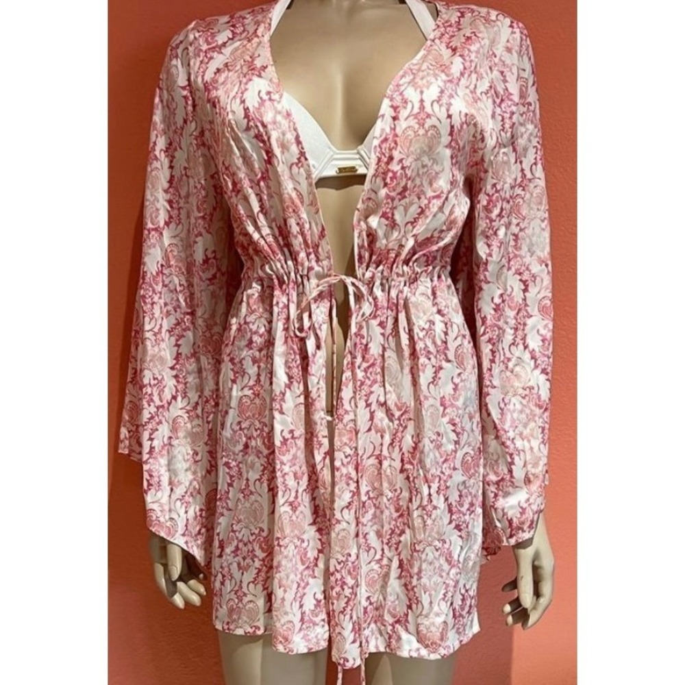 Rare vintage Beach Bunny Floral Print Cover Up kimono Tie Waist Beach XS - Picture 1 of 9